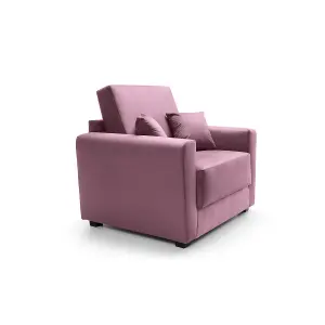 Olly Velvet Single Sofa Bed in Pink