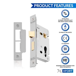 XFORT Satin Chrome Euro Profile Sashlock 65mm