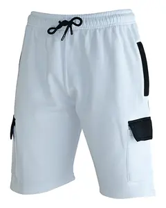 MS9 Mens Cargo Painter Decoration Jogging Fleece Work Shorts Tracksuit Cargo Shorts H15, White - M