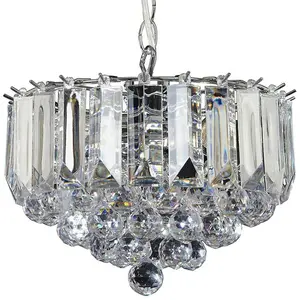 3 Light Chandelier Pendant CHROME & ACRYLIC Shade Hanging Ceiling Lamp Holder