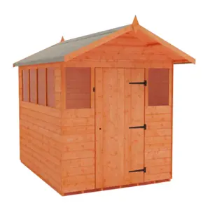 8ft x 6ft (2.35m x 1.75m) Wooden Summer APEX Shed (12mm T&G Floor + Roof) (8 x 6) (8x6)