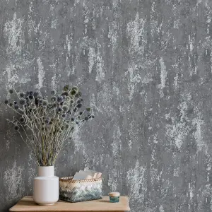 Erismann Casual Chic Distressed Industrial Concrete Effect Wallpaper