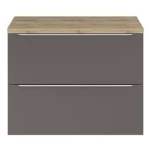 GoodHome Imandra Gloss Anthracite Wall-mounted Bathroom Vanity unit (H) 600mm (W) 800mm