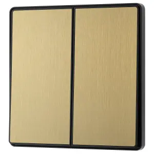 BG 20A 2 way 2 gang Light switch Screwless Satin Brass effect