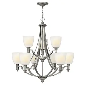 Elstead Truman 9 Light Multi Arm Chandelier Antique Nickel Finish, E27