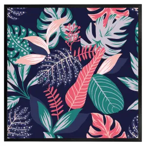 Tropical plant leaves (Picutre Frame) / 24x24" / Grey