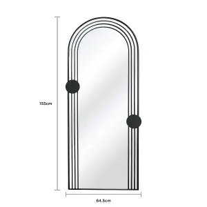 Warsaw Arch Mirror Black Weather Resistant Wall Mount