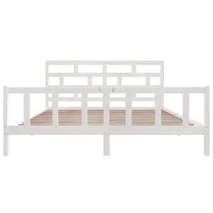 Berkfield Bed Frame White Solid Wood Pine 200x200 cm