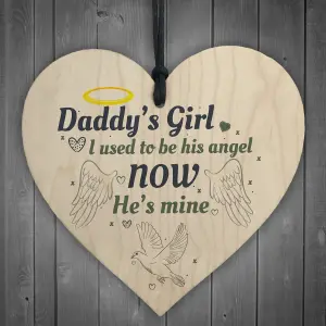 Red Ocean Daddy's Girl Wooden Heart Grave Memorial Father's Day Bereavement Sign Gifts From Daughter