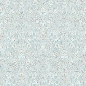 Galerie Abby Rose 4 Turquoise Grey Ornamental Paisley Smooth Wallpaper