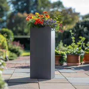 75cm Zinc Matte Grey Tall Square Planter