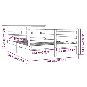 Berkfield Bed Frame Solid Wood 140x200 cm 4FT6 Double