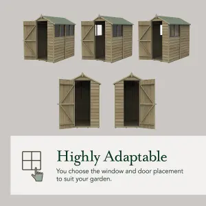 Forest Garden Overlap 4x3 ft Apex Wooden Shed with floor & 2 windows (Base included) - Assembly service included