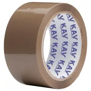 KAV Strong Adhesive Brown Packaging Tape - 48MM x 66M Rolls for Secure Box Sealing, Parcel Tape with Improved Formula