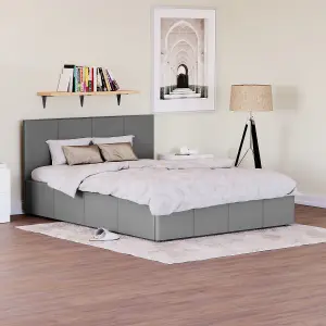 Vida Designs Lisbon Grey 4ft6 Double Ottoman Faux Leather Bed Frame