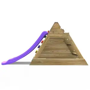 Rebo Mini Wooden Climbing Pyramid Adventure Playset and Slide - Pink