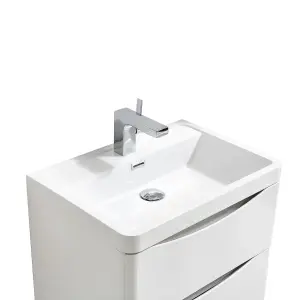 Eden 600mm Floorstanding Vanity Unit in Gloss White & Resin Basin