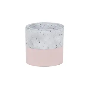 GoodHome Desano Matt Pink Concrete effect Clay Plant pot (Dia) 8cm, (H)8cm