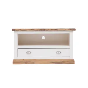 Tropea Off White 1 Drawer TV Cabinet Chrome Cup Handle