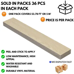 Self Adhesive Floor Planks - 36 Planks Per Pack Covering 53.8 ft² (5 m²) - Peel And Stick Vinyl Flooring in Natural Oak Wood