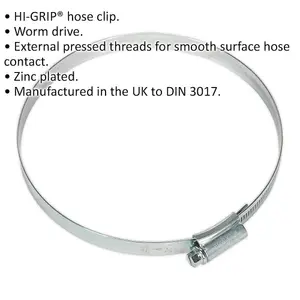 10 PACK Zinc Plated Hose Clip - 110 to 140mm Diameter - External Pressed Threads