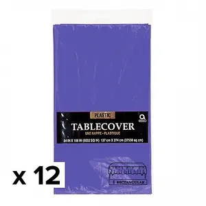 Amscan Rectangular Plastic Tablecover (Pack Of 12) New Purple (137cm x 274cm)