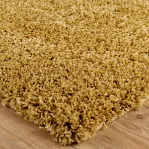 Modern Easy to Clean Gold Plain Shaggy Rug for Dining Rug-160cm X 230cm