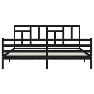 Berkfield Bed Frame with Headboard Black 200x200 cm Solid Wood