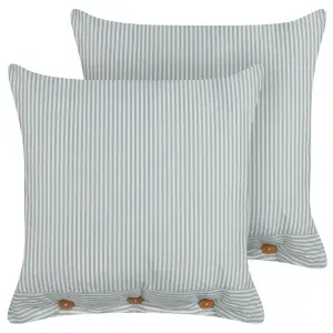 Set of 2 Cushions SEBRINE 45 x 45 cm Striped Mint Green