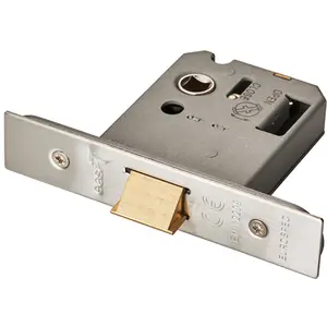 76mm Reversible Flat Latch - Satin Stainless Steel - Square Forend Internal Door