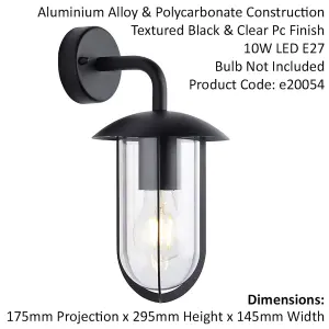 Textured Black Outdoor Wall Light - Clear Shade - Classic Exterior Light Fitting