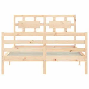 Berkfield Bed Frame with Headboard Small Double Solid Wood