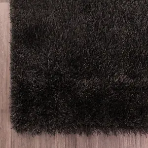 Charcoal Plain Shaggy Easy to clean Rug for Dining Room Bed Room and Living Room-120cm X 170cm