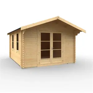 14ft x 12ft (4150mm x 3550mm) Horsforth "The Topeka Plus" 44mm Log Cabin With 2 Opening Windows