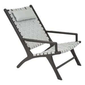 Kendari Grey Cow Leather Woven Chair