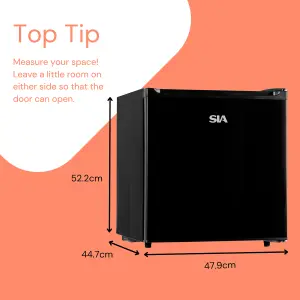 SIA TT01BL/E 47L Black Counter Table Top Mini Drinks Fridge With Ice Box