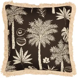 Paoletti Colonial Palm Fringed Feather Rich Cushion