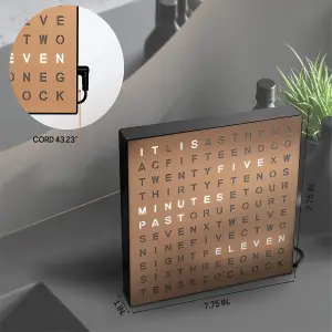 Electronic Led Light Up Word Clock Battery USB Powered Wall Bedside Copper Black