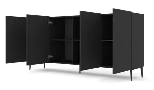 Modern Diune Large TV Cabinet in Black Matt and Black Legs 1930mm