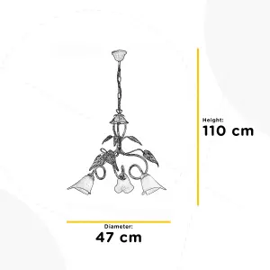 Luminosa Vanda 3 Light Multi Arm Pendant Ceiling Light, Ivory