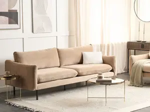 3 Seater Velvet Sofa Beige VINTERBRO