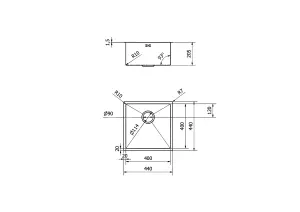 Mockeln - 1.0 Bowl Stainlees Steel Kitchen Sink - Inset or Undermounted - Copper Finish - 440mm x 440mm x 200mm