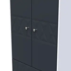 San Jose Ready assembled Contemporary Indigo & white 2 Drawer Tall Double Wardrobe (H)1970mm (W)770mm (D)530mm