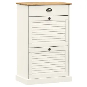 Berkfield Shoe Cabinet VIGO 60x35x96 cm White Solid Wood Pine