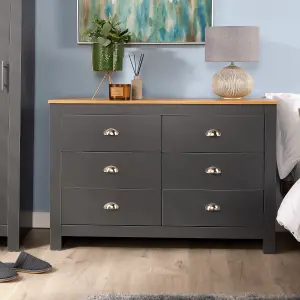 Home Source Camden 6 Drawer Chest Graphite