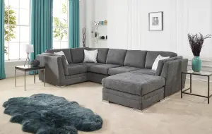 The Great British Sofa Company Charlotte 2&2 Seater Dark Grey Corner Sofa With Footstool