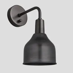 Industville Sleek Cone Wall Light, 7 Inch, Pewter, Pewter Holder