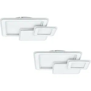 2 PACK Wall Flush Ceiling Light Colour White Chrome Shade White Plastic LED 50W