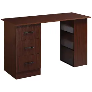 HOMCOM Computer Desk w/ Storage, Writing Study Table for Home Office, Brown