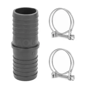 Pisces Inline Pond or Garden Barbed Hose Joiner  32mm x 32mm (1.25 inch) with 2x hose clips